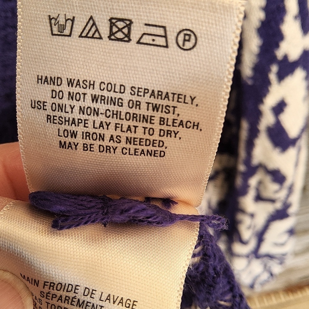 MOTH Anthropologie Purple & White Patterned Sleeveless Vest Size M/ L - Picture 4 of 9